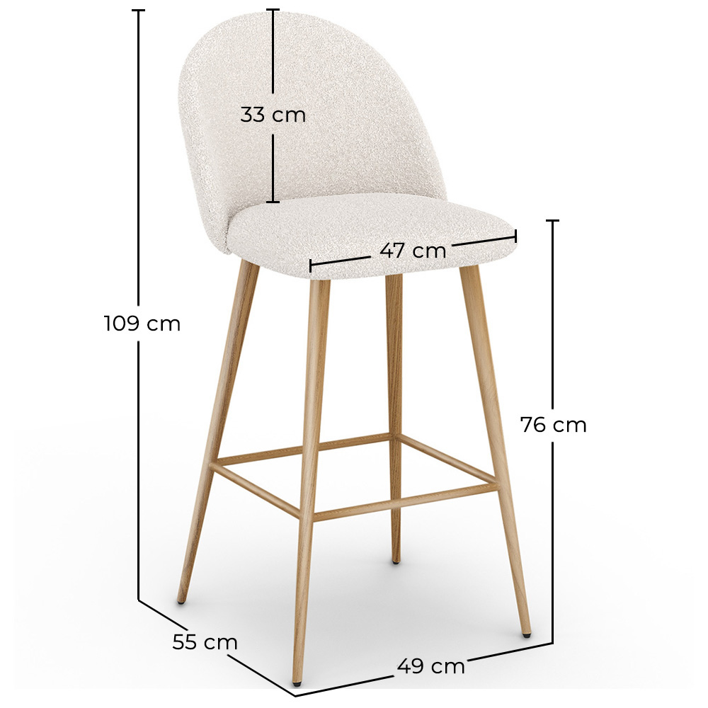 Tabouret tapissé en tissu bouclé - Design scandinave - Evelyne image 10