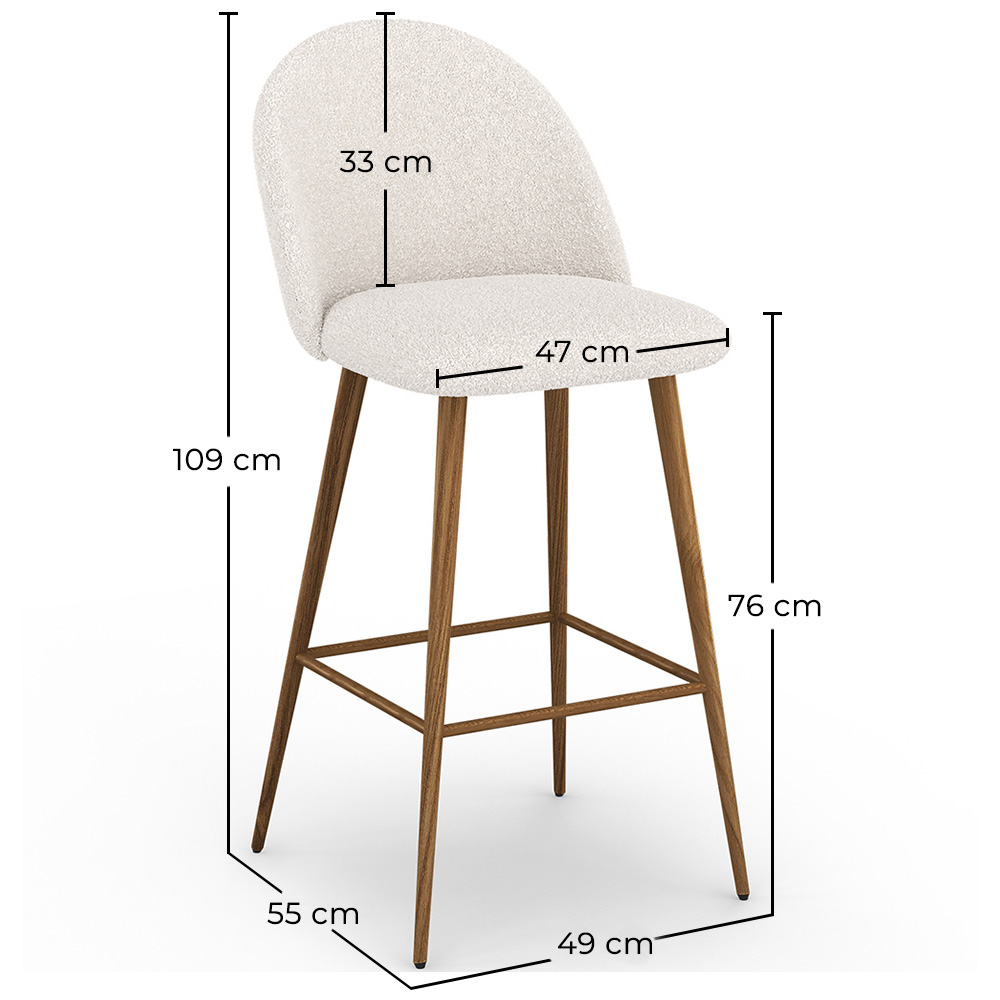 Tabouret tapissé en tissu bouclé - Design scandinave - Evelyne image 10
