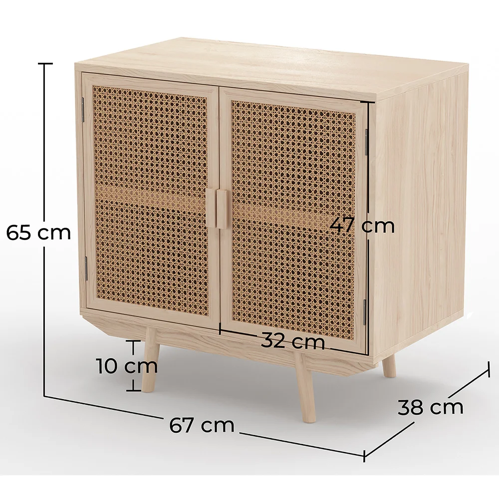 Buffet en Bois Naturel - Design Boho Bali - 2 Portes - Treys image 10