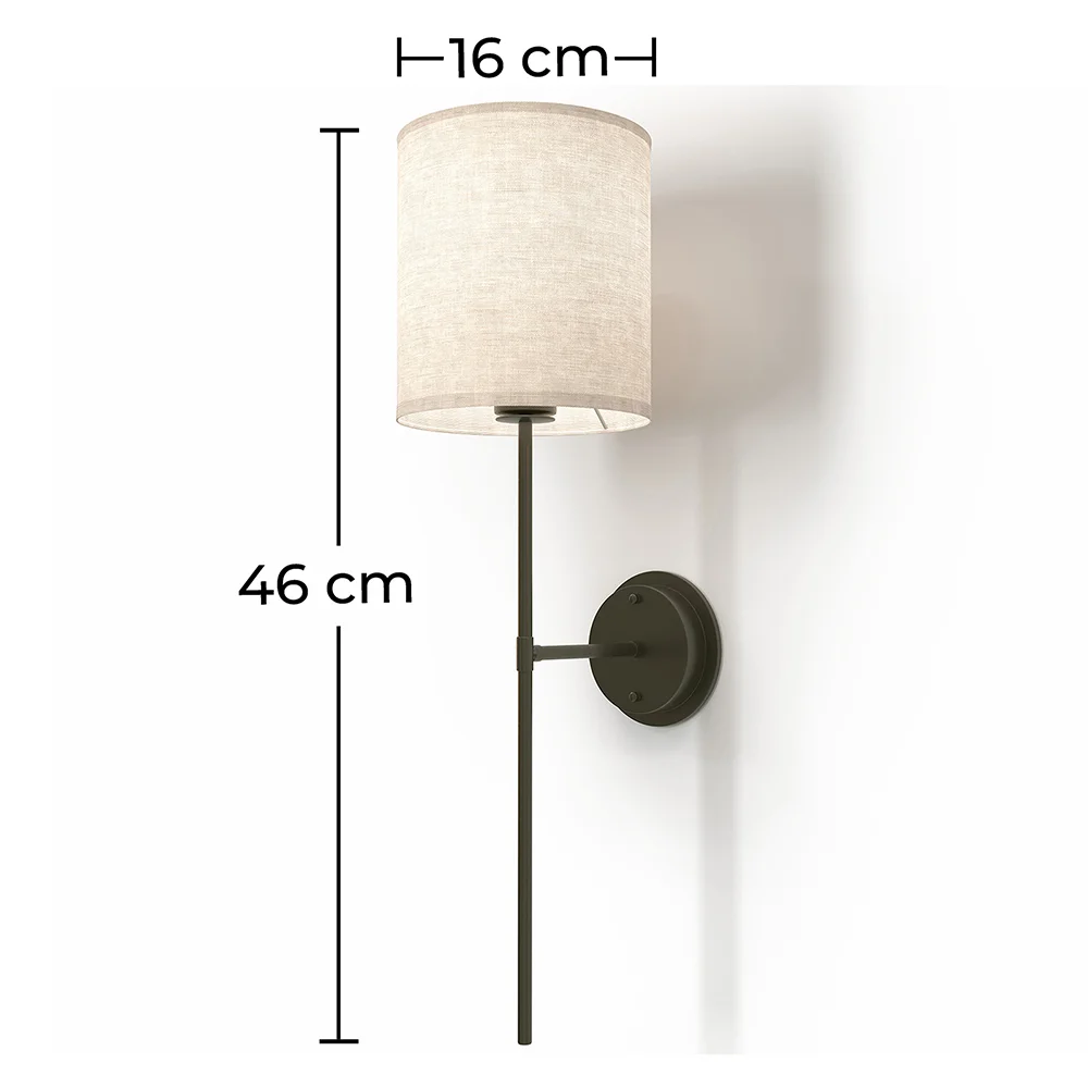 Applique Murale - Lampe Noire avec Abat-Jour en Tissu - Dena image 10