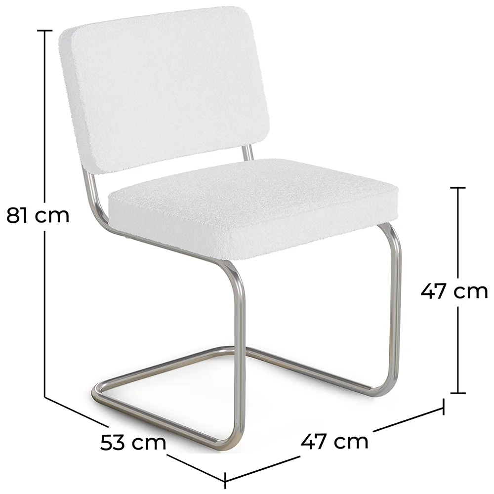 Chaise de salle à manger En Bouclette Fausse Fourrure Tapissée - Boucles Blanches - Henr image 10