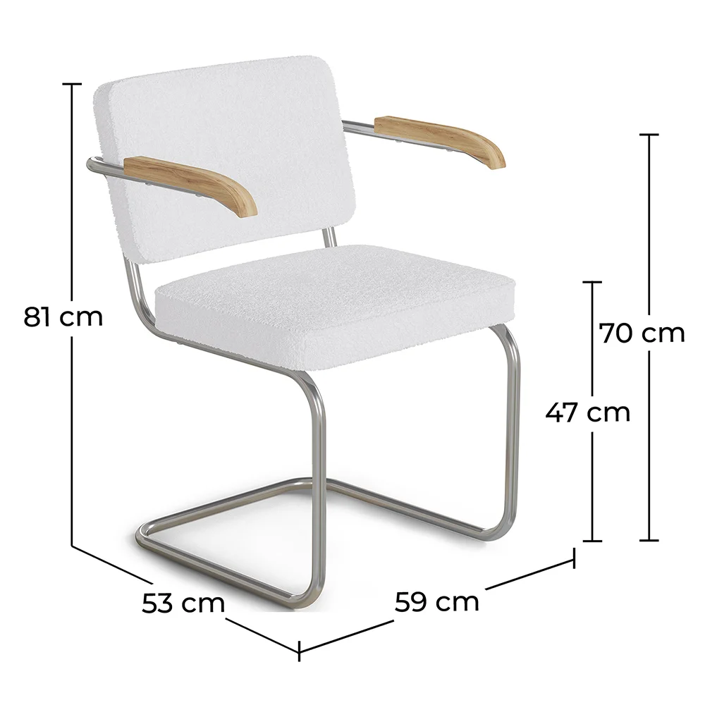 Chaise de salle à manger avec accoudoirs En Bouclette Fausse Fourrure Tapissée - Boucles Blanches - Henr image 10
