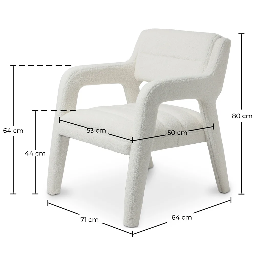 Chaise de salle à manger en bouclette fausse fourrure Tapissée - Boucles Blanches  - Colette image 10