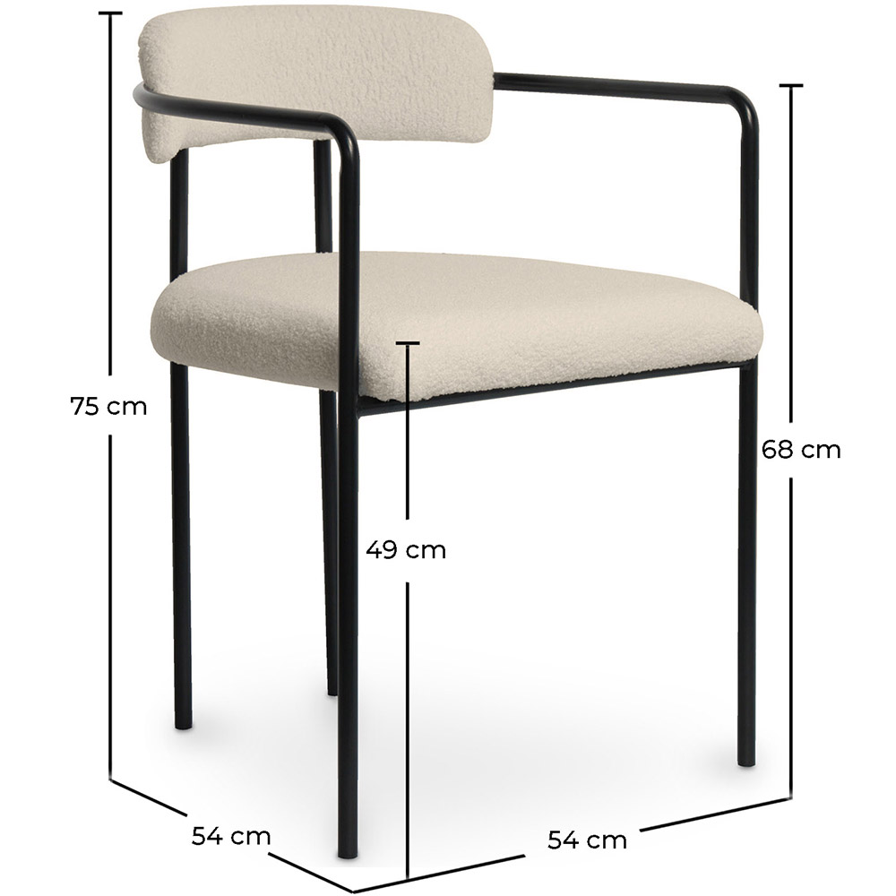 Chaise de salle à manger en bouclette fausse fourrure Tapissée - Boucles Blanches - Garne image 10