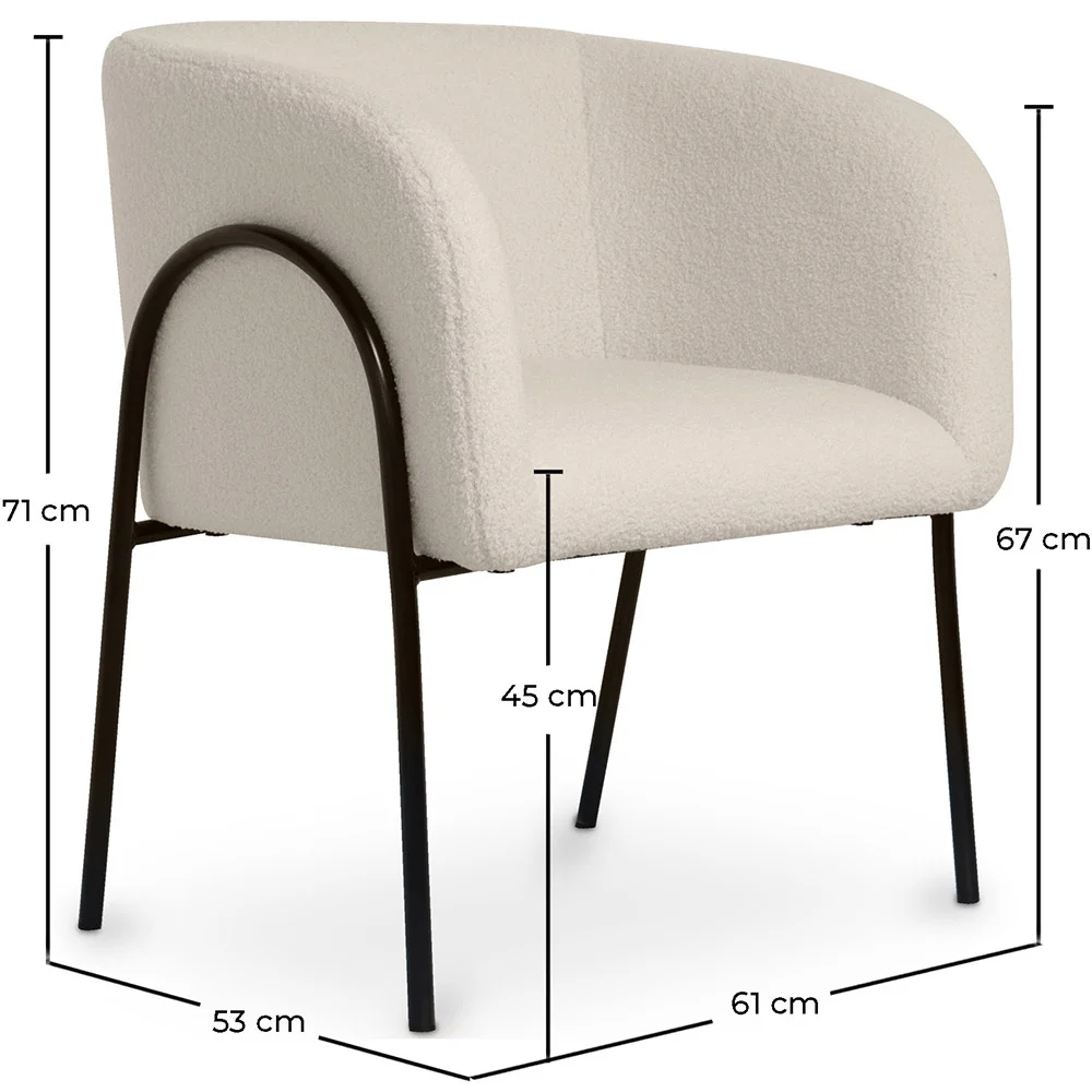 Chaise de salle à manger tapissée - Bouclé blanc - James image 10