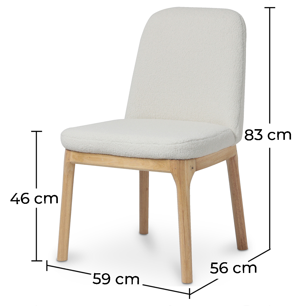 Chaise de salle à manger en bouclette fausse fourrure Tapissée - Boucles Blanches  - Biscayne image 10