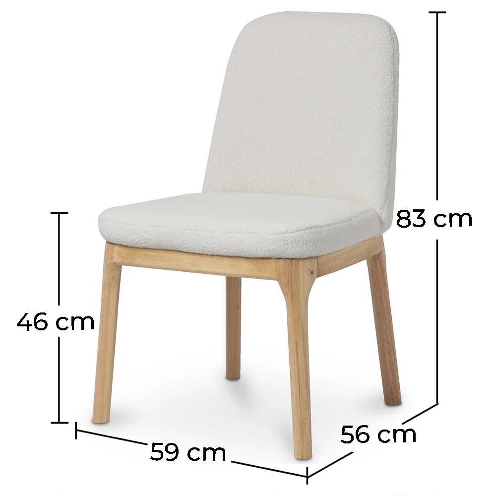 Chaise de salle à manger en bouclette fausse fourrure Tapissée - Boucles Blanches  - Biscayne image 10