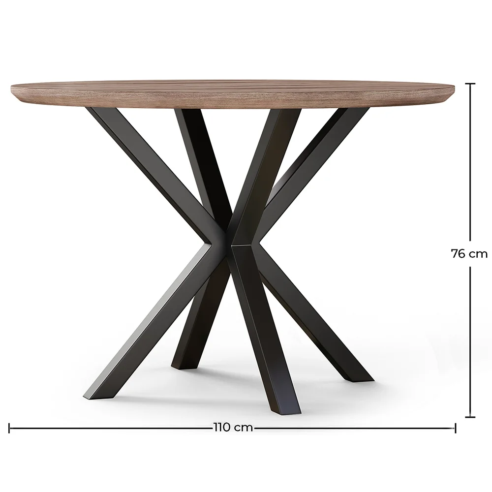 Table à manger ronde - Industrielle - Bois et métal - Bayron image 10