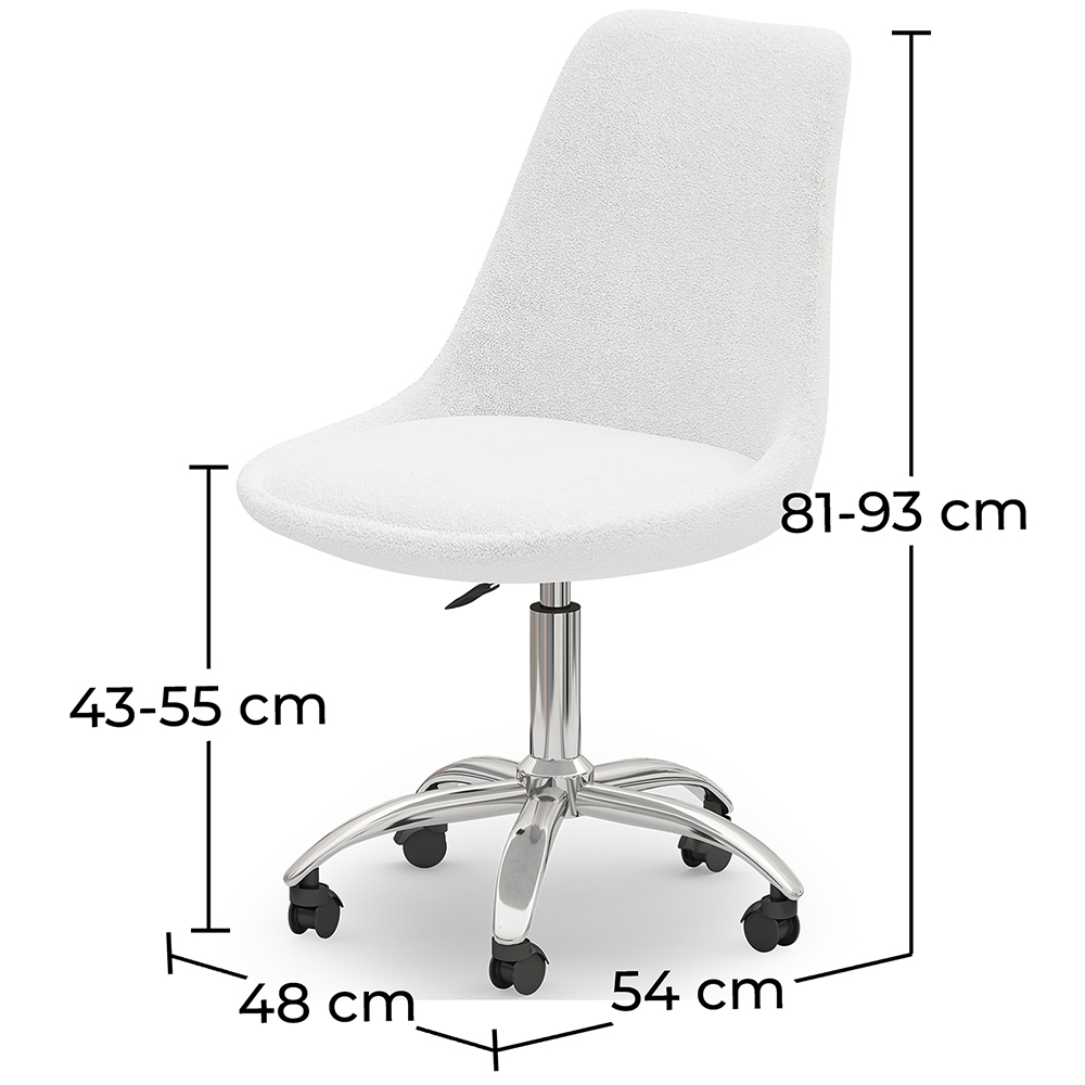 Chaise de bureau à roulettes en bouclette fausse fourrure Tapissée - Boucles Blanches - Tulip image 10