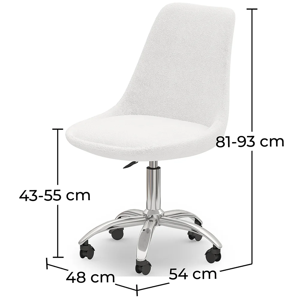 Chaise de bureau à roulettes en bouclette fausse fourrure Tapissée - Boucles Blanches - Tulip image 10