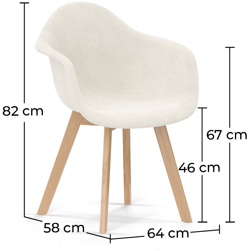 Chaise de Salle à Manger en bouclette fausse fourrure Tapissée - Boucles Blanches - Dominic  image 10