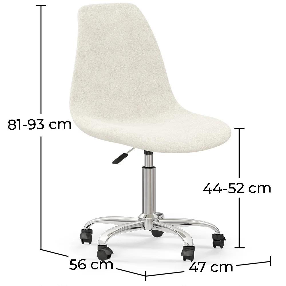 Chaise de Bureau Pivotante en bouclette fausse fourrure Tapissée - Boucles Blanches  - Denisse image 10