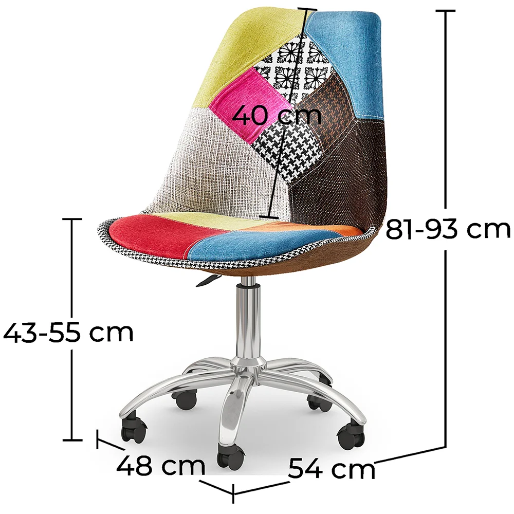  Chaise de Bureau Pivotante - Tissu Patchwork - Simona image 10