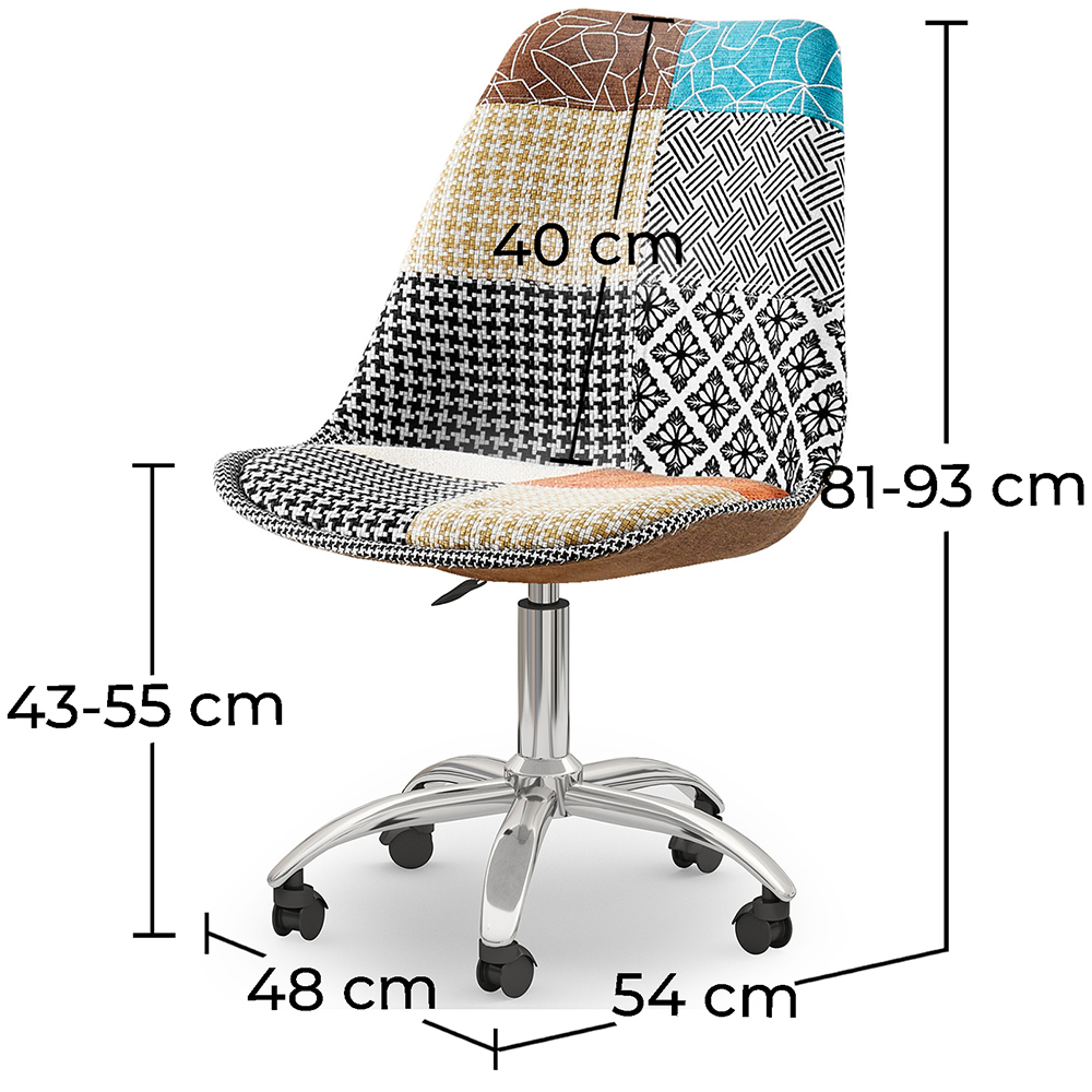  Chaise de Bureau Pivotante - Tissu Patchwork - Patty image 10