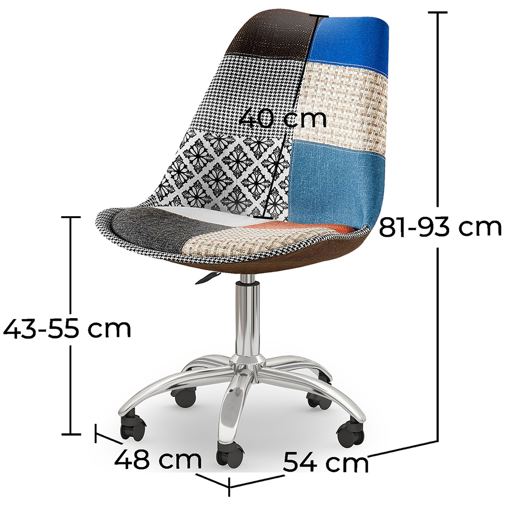  Chaise de Bureau Pivotante - Tissu Patchwork - Pixi image 10