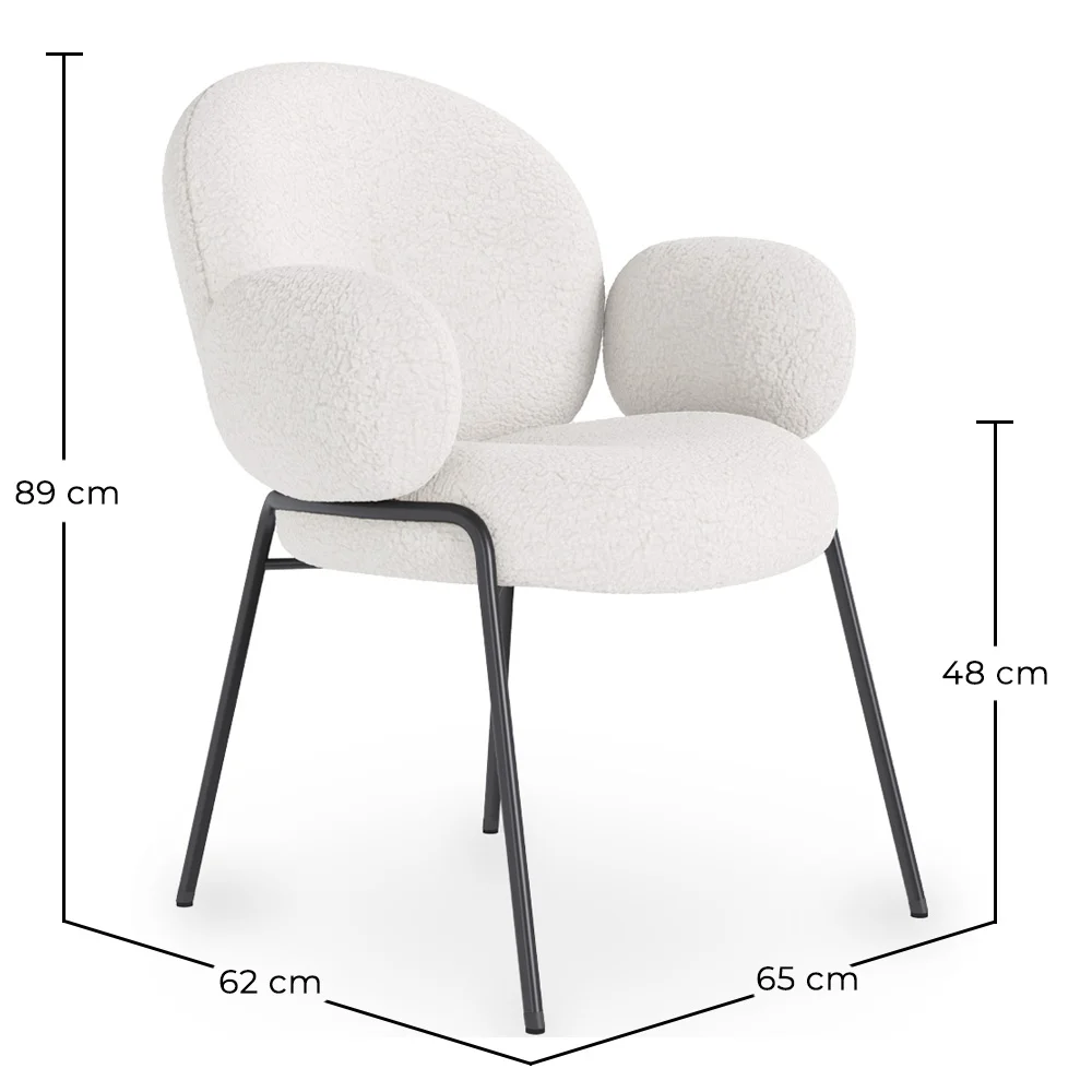 Chaise de salle à manger avec accoudoirs - Tapissée en tissu bouclé - Erys image 10