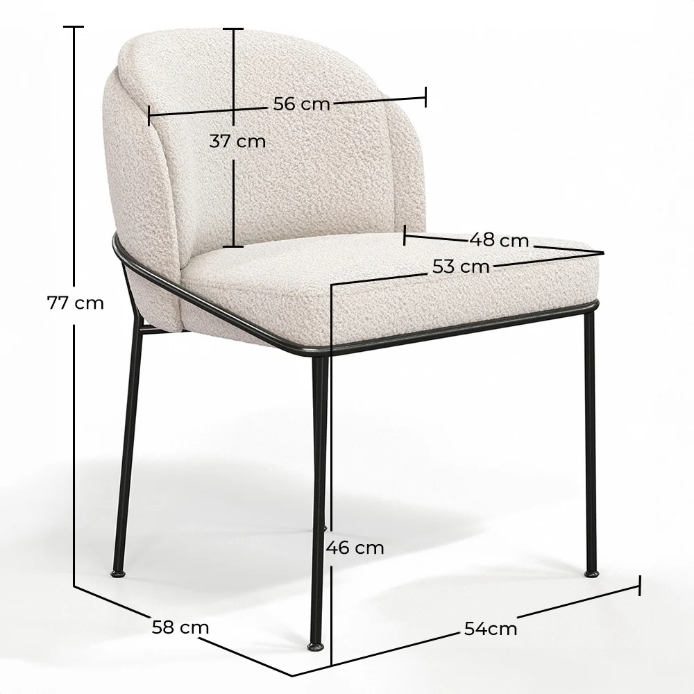 Chaise de salle à manger - Tapissée en tissu bouclé - Mina image 10