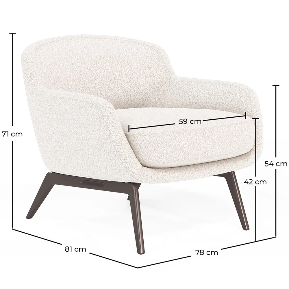 Fauteuil en bouclette fausse fourrure Tapissée - Boucles Blanches  - Jenna image 10