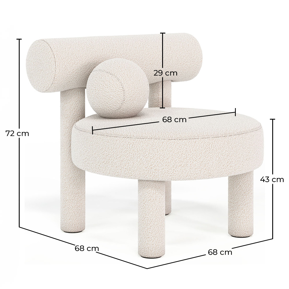 Fauteuil en bouclette fausse fourrure Tapissée - Boucles Blanches - Klena image 10