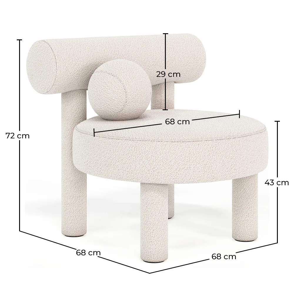 Fauteuil en bouclette fausse fourrure Tapissée - Boucles Blanches - Klena image 10