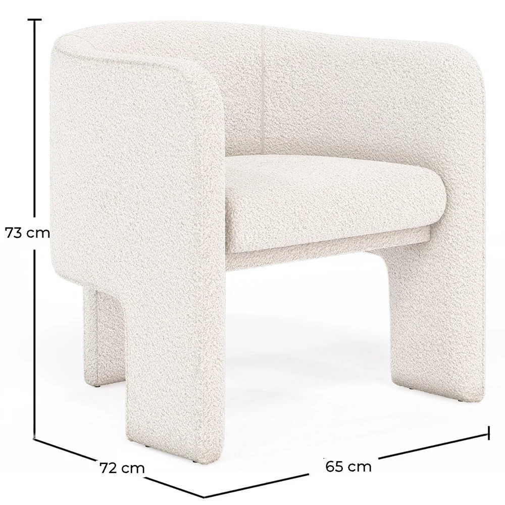 Fauteuil de Design en bouclette fausse fourrure Tapissée - Boucles Blanches  - Curtis image 10