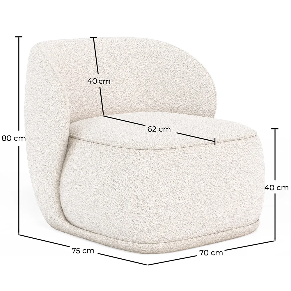 Fauteuil en bouclette fausse fourrure Tapissée - Boucles Blanches - Mykel image 10