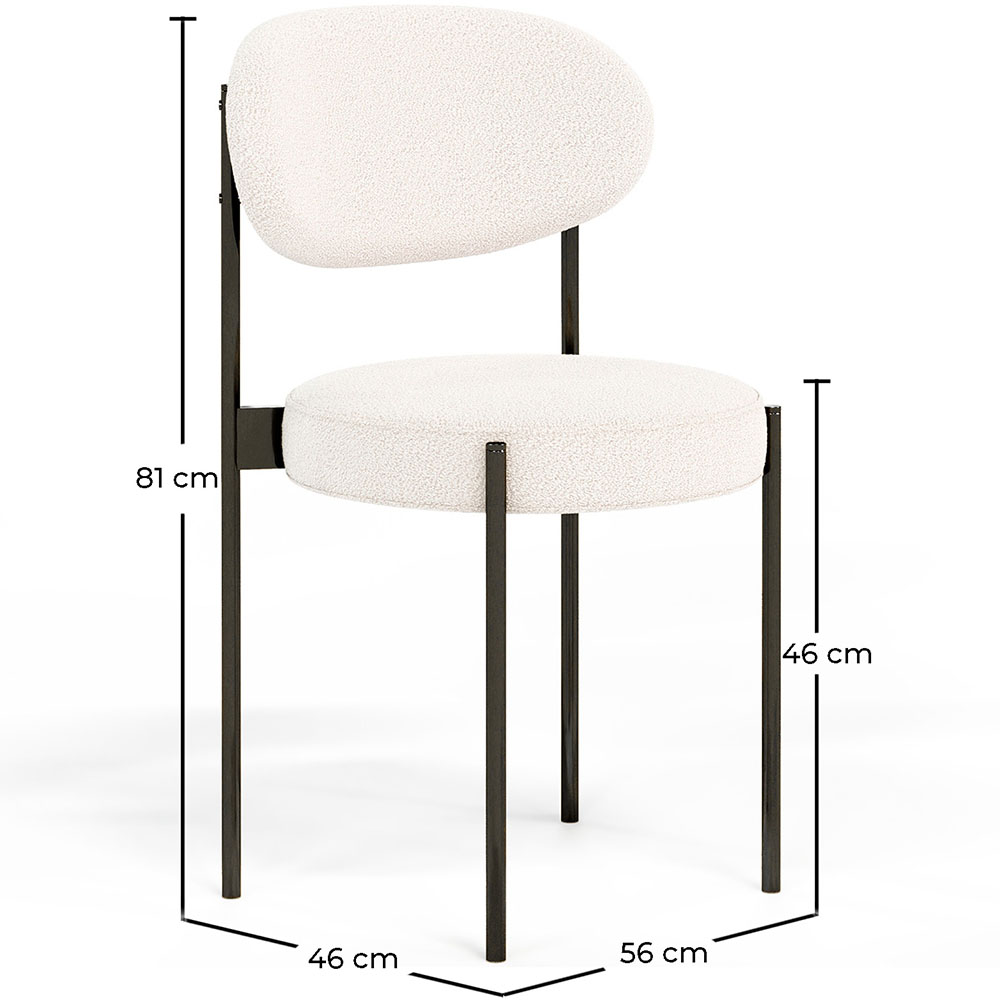 Chaise de salle à manger en bouclette fausse fourrure Tapissée - Boucles Blanches - Métal noir - Margot image 10