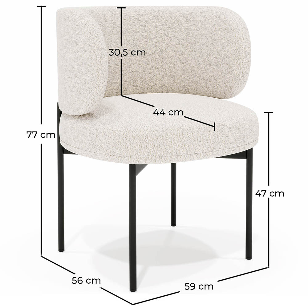 Chaise de Salle à Manger en bouclette fausse fourrure Tapissée - Boucles Blanches  - Loraine image 10