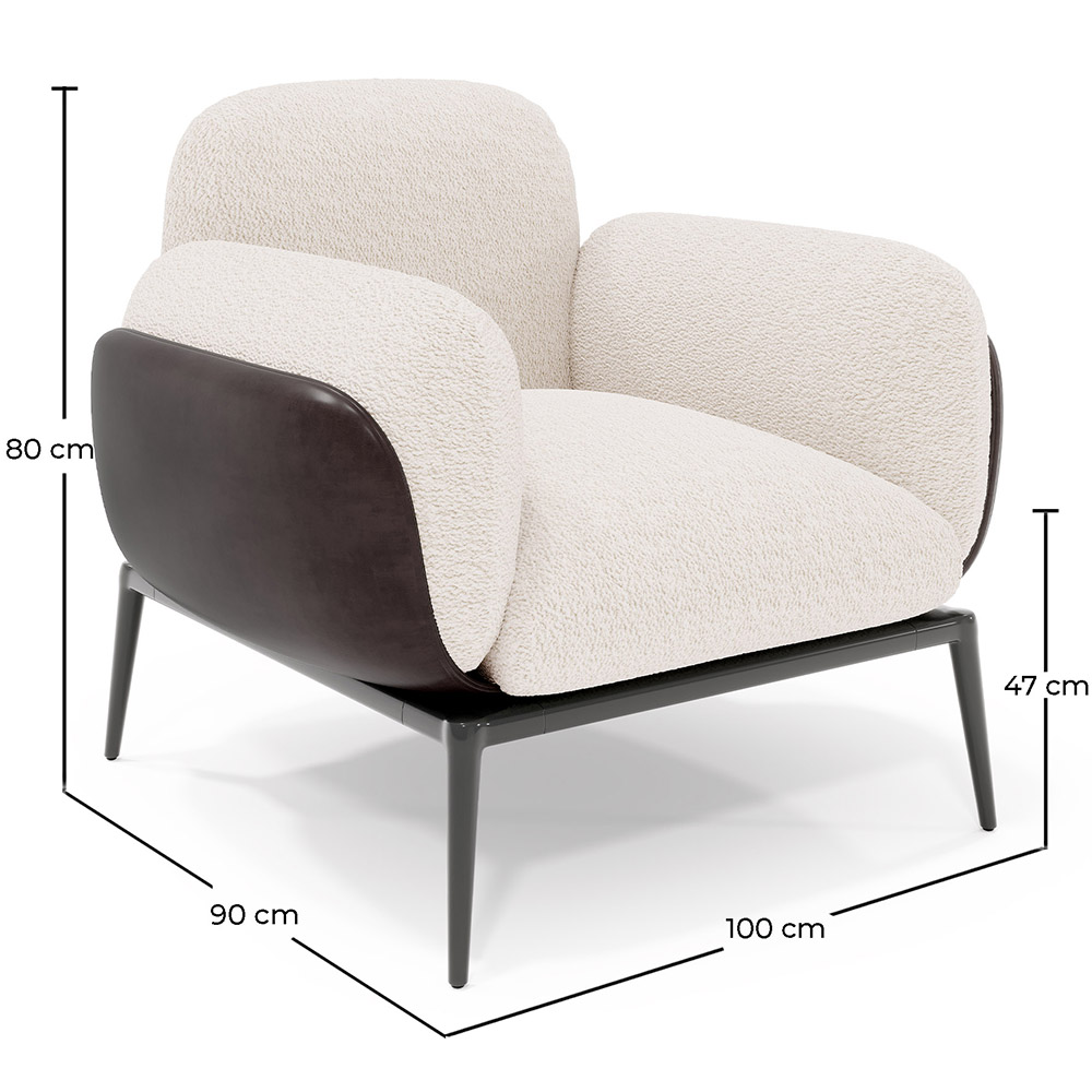 Fauteuil en bouclette fausse fourrure Tapissée - Boucles Blanches- Vandan image 10
