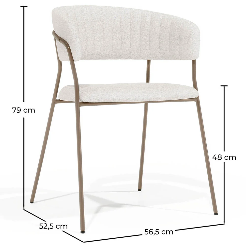 Chaise de salle à manger en Bouclette Fausse Fourrure Tapissée - Boucles Blanches - Gruna image 10