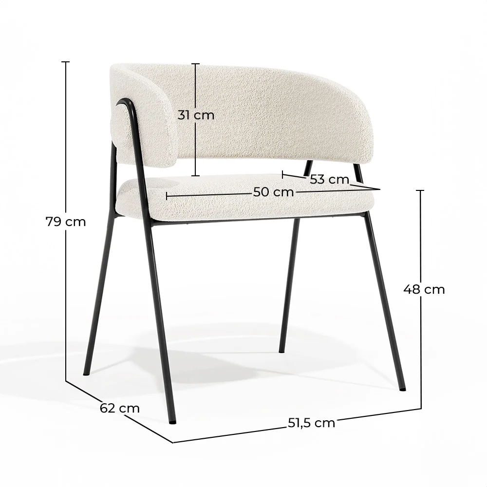 Chaise de salle à manger - Revêtue de tissu bouclé - Charke image 10
