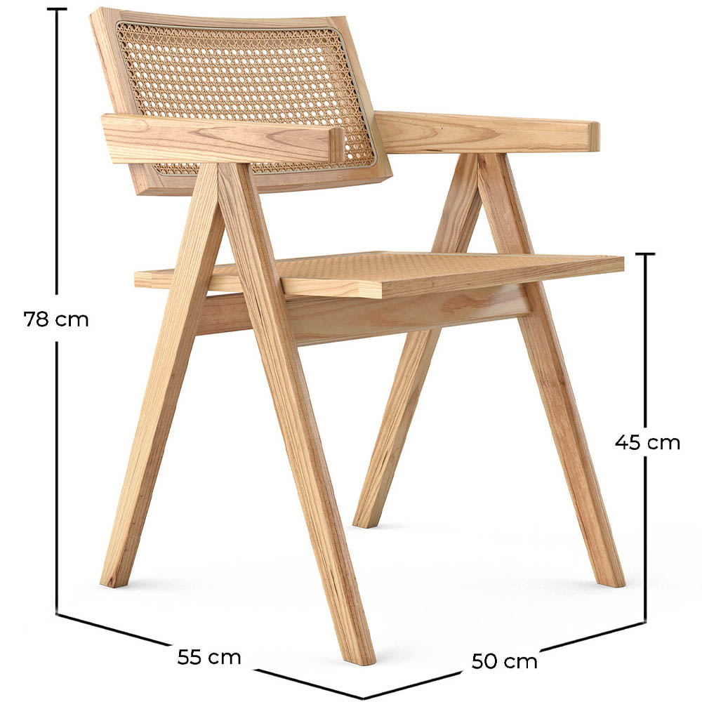 Chaise de salle à manger en rotin canné - avec accoudoirs - Kane image 10