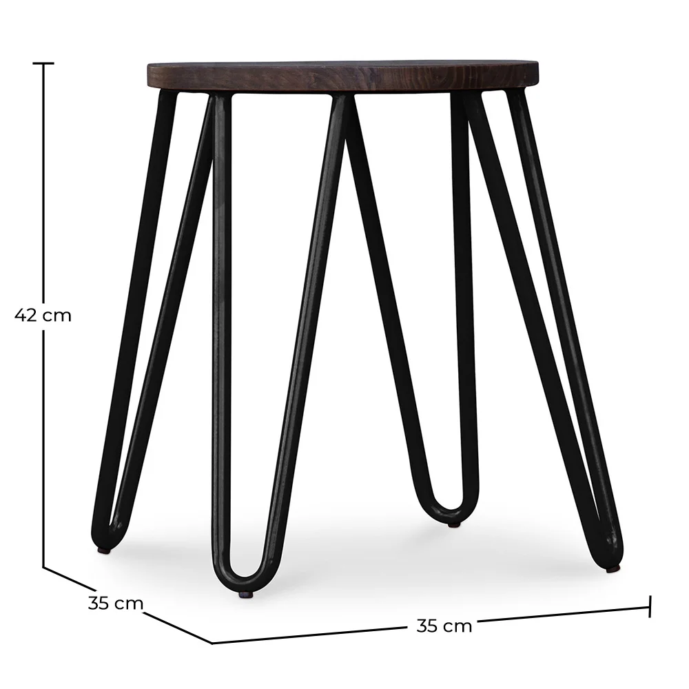 Tabouret Hairpin - 42cm - Bois foncé et métal image 10