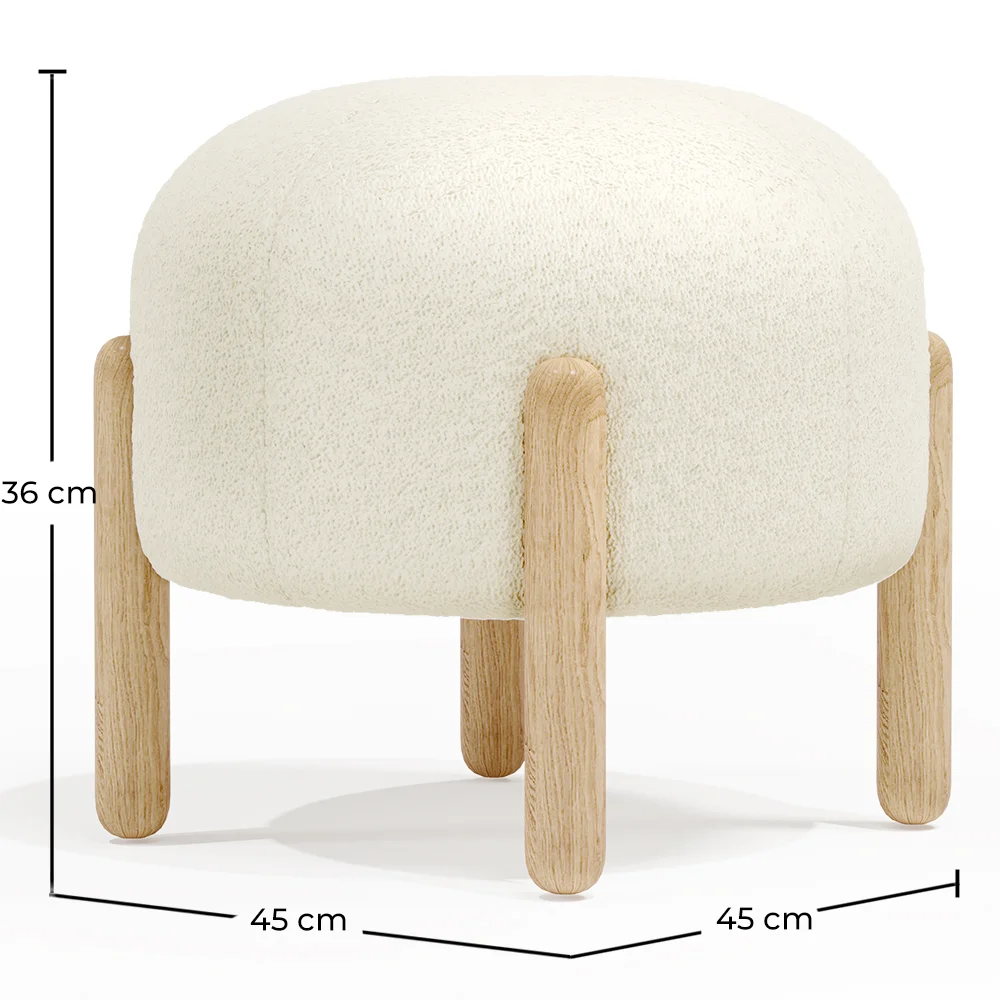 Tabouret Bas Rembourré en Bouclé - Curve image 10