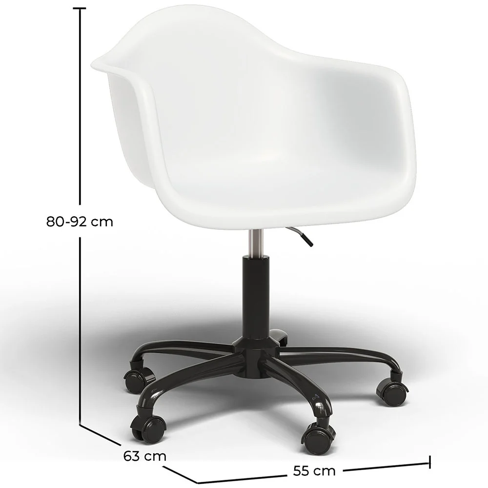Chaise de bureau avec accoudoirs - Chaise de bureau avec roulettes - Structure noire Weston image 10