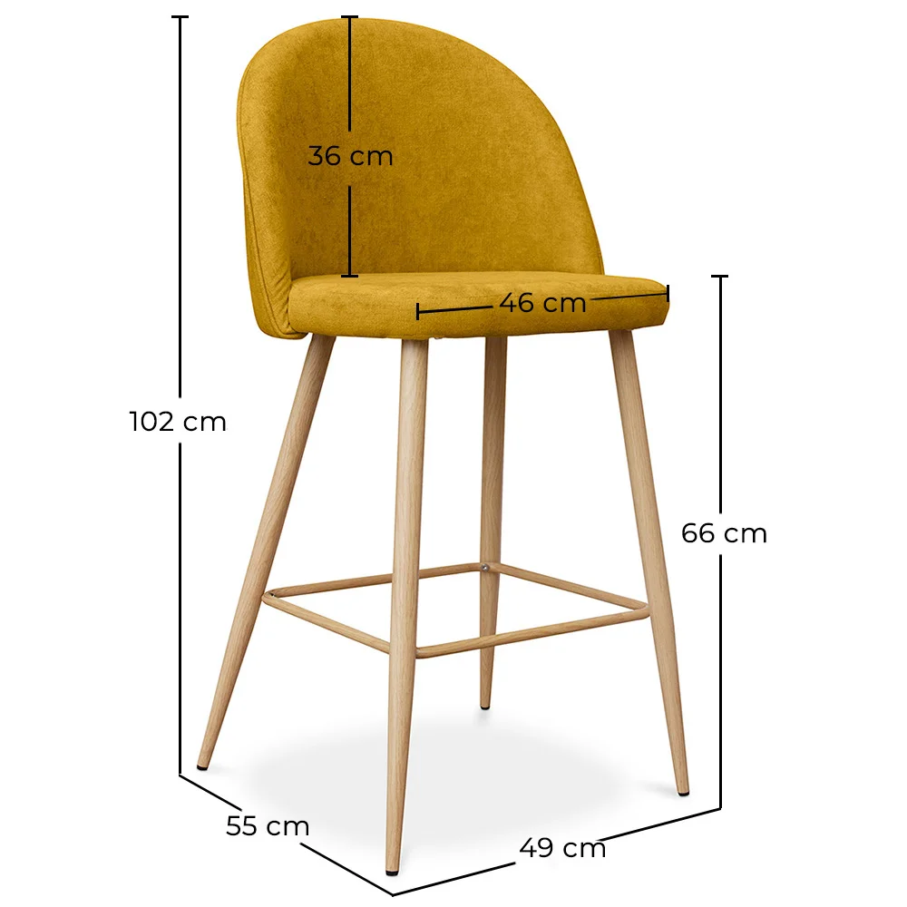Tabouret tapissé en tissu - design scandinave - 66cm - Evelyne image 10