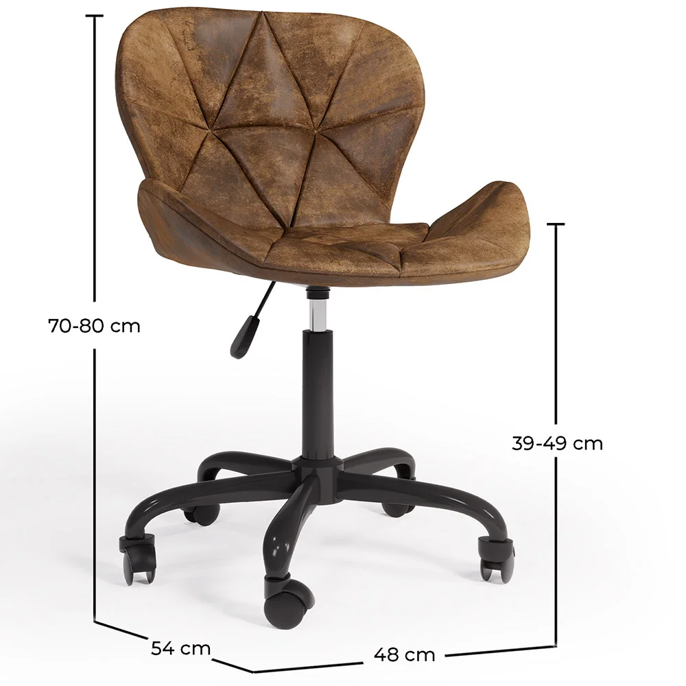 Chaise de bureau vintage - Cuir végétalien - Delare image 10
