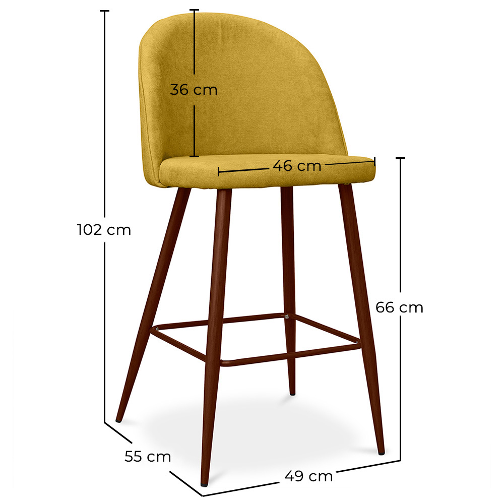 Tabouret rembourré en tissu - Design scandinave - 66cm- Evelyne image 10