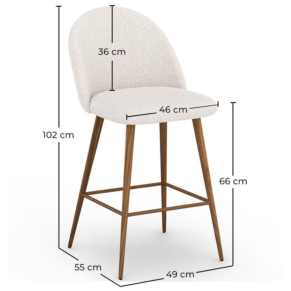 Tabouret En Bouclette Fausse Fourrure Tapissée - Boucles Blanches - Design scandinave - 66cm -  Evelyne image 10