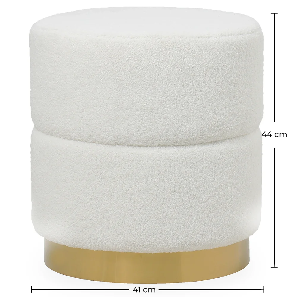 Pouf Rond Tapissé en Tissu Bouclé - Gabby image 10