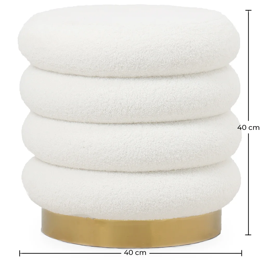 Pouf Rond Tapissé en Tissu Bouclé - Gereth image 10