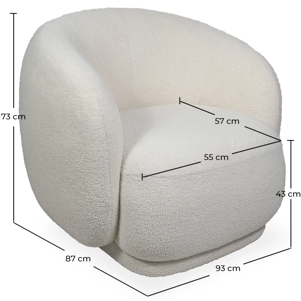 Fauteuil Rembourré en Tissu Bouclé - Design Courbé - Drisela image 10