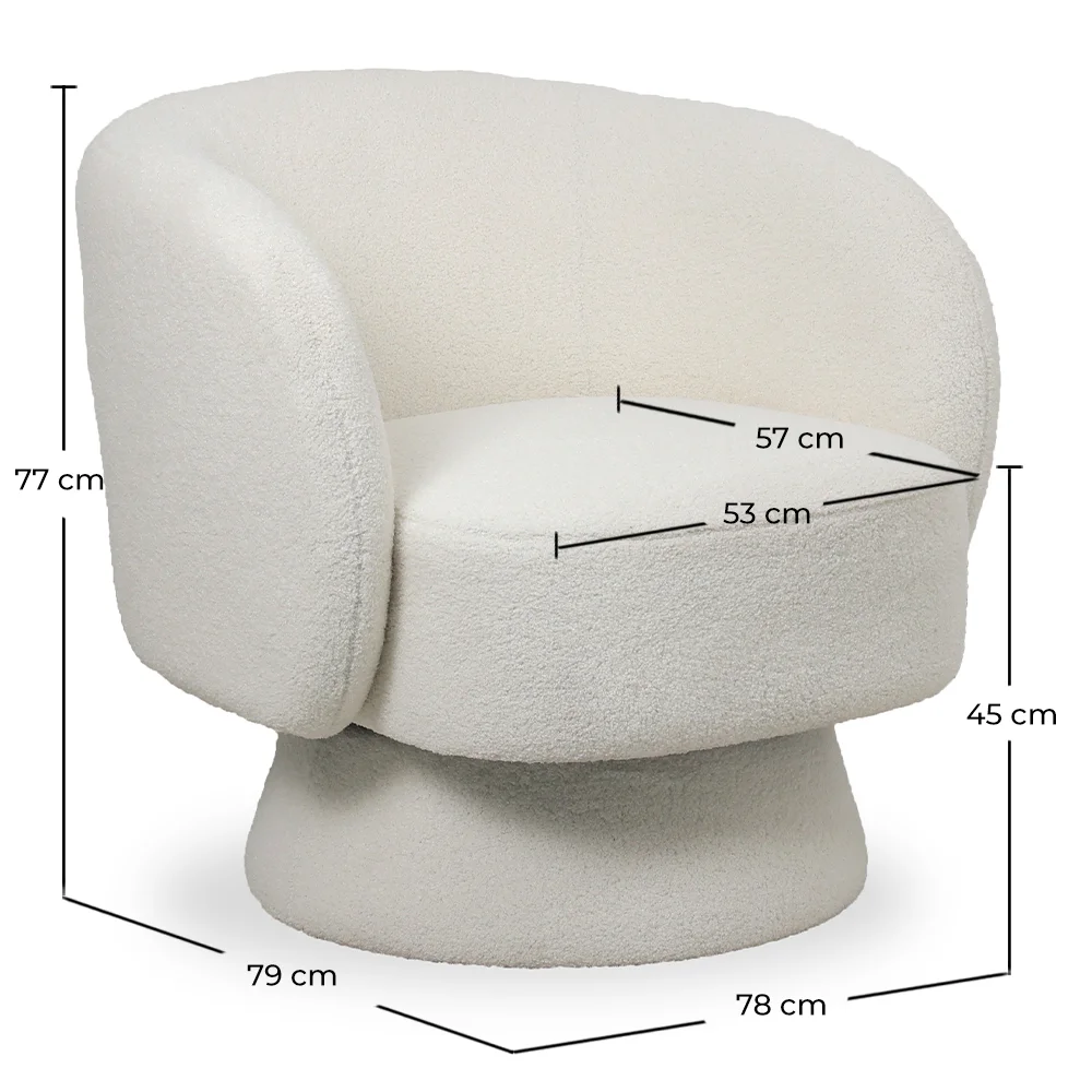 Fauteuil Tapissé en Tissu Bouclé - Design Courbé - Dresa image 10