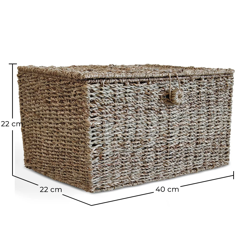Panier en Fibre Naturelle avec Couvercle - 40x30CM - Baulera image 10