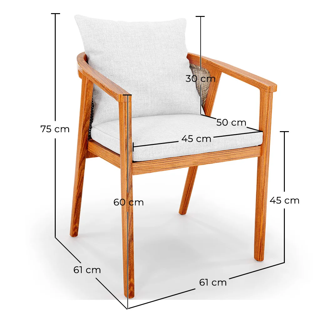 Chaise d'extérieur en bois de teck avec coussins - Bamas image 10