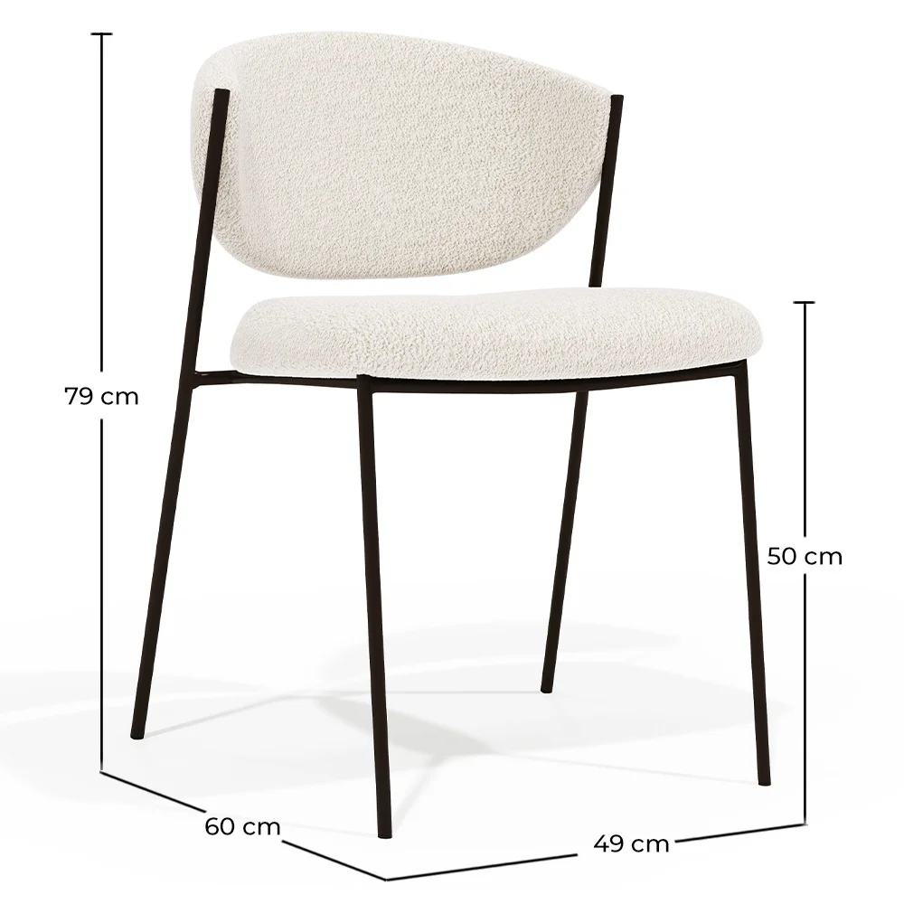 Chaise de salle à manger - Tapissée en tissu bouclé - Métal noir - Seda image 10