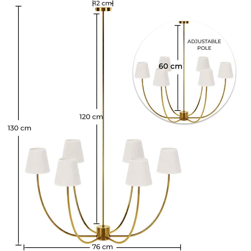 Lustre de Plafond Doré avec 6 Abat-jour - Arena image 10