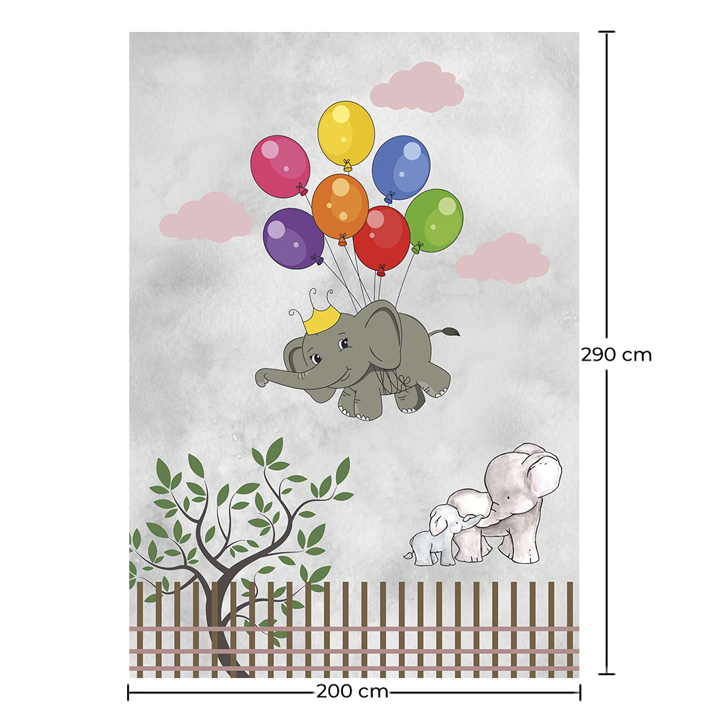 Grand Tapis Enfant Motif Éléphant Volant - Multicolore (290x200 cm) - Yumal image 10