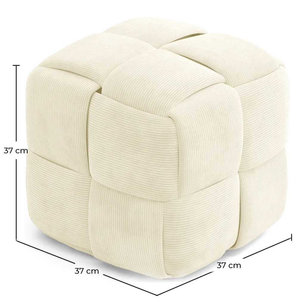 Pouf Carré Tapissé en Velours Côtelé - Design Moderne - Cube image 10