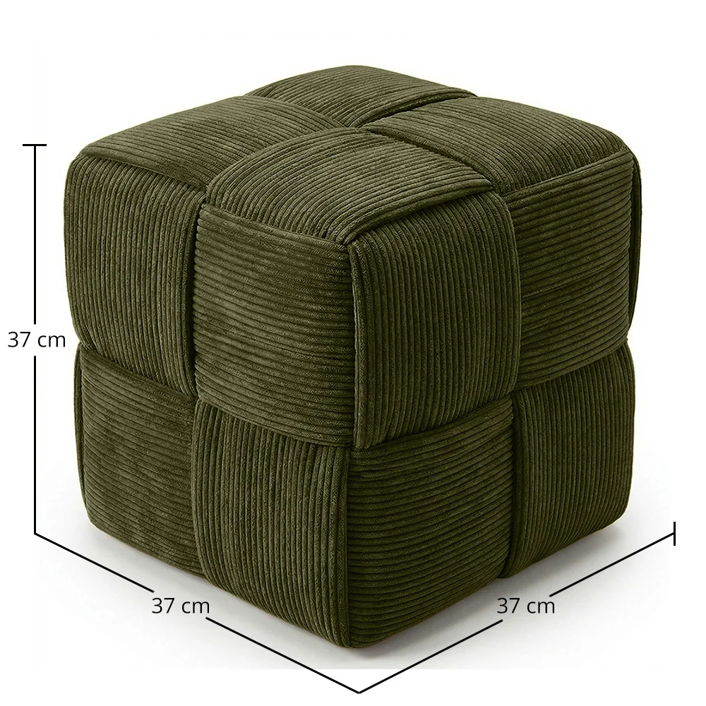 Pouf Carré Tapissé en Velours Côtelé - Design Moderne - Cube image 10